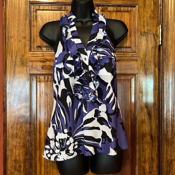 Express Floral Ruffle Sleeveless Tunic - Picture 1 of 12